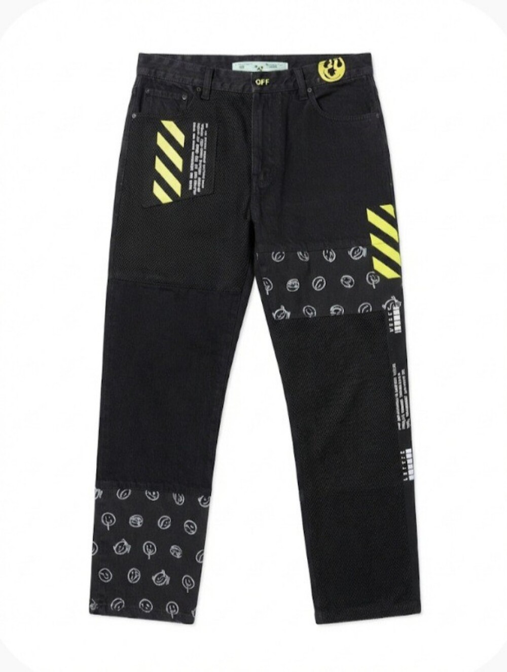 Finesse Jacko Printed Patchwork Mens/Unisex Black Jeans.Size: XL. Like New!!! - Picture 3 of 3